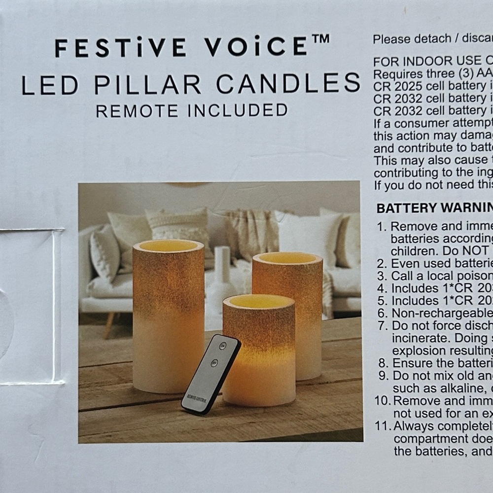LED Sparkling Gold Pillar Candles with Remote Set of 3 New In Box NWT - Picture 3 of 8